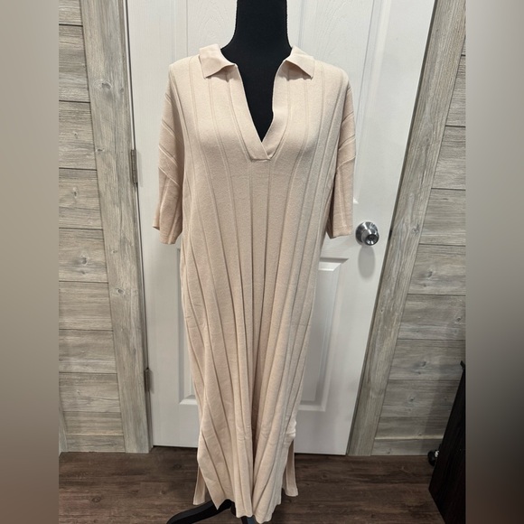 H&M Ribbed Knit Dress- Beige Color - Picture 2 of 4
